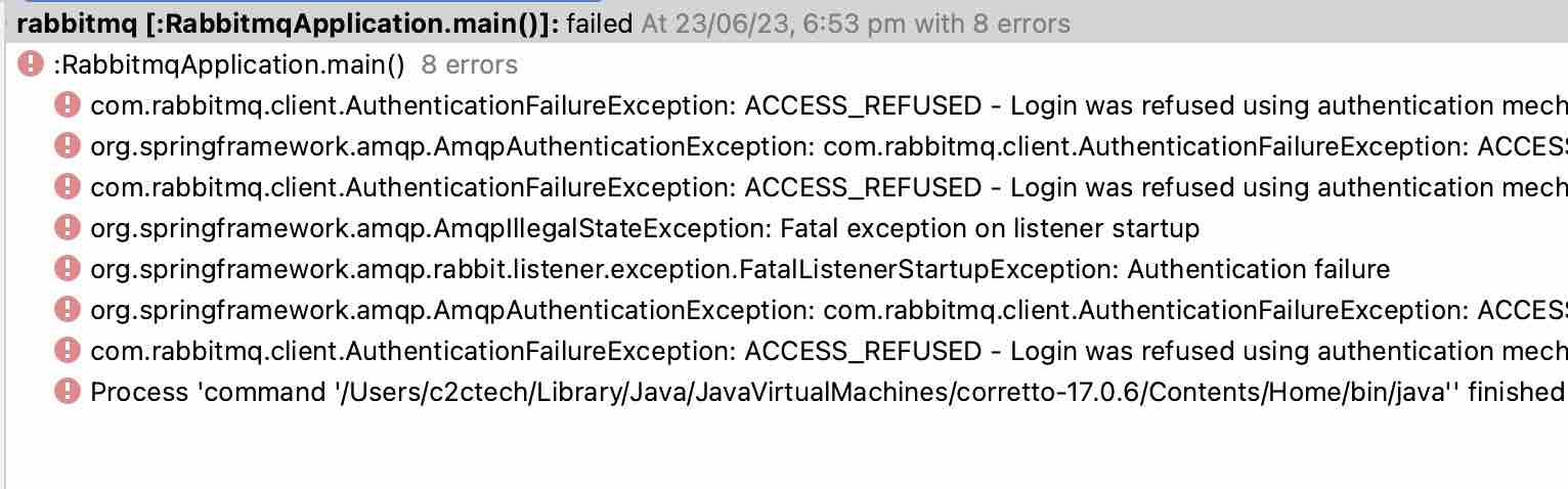 RabbitMQ AuthenticationFailureException - ACCESS_REFUSED